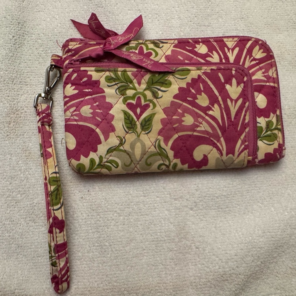 Vera Bradley Floral Pink and Green Women's Wristlet